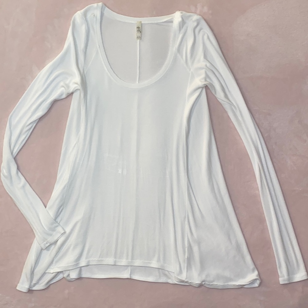 FREE PEOPLE RIB LONG SLEEVE FLARED TOP